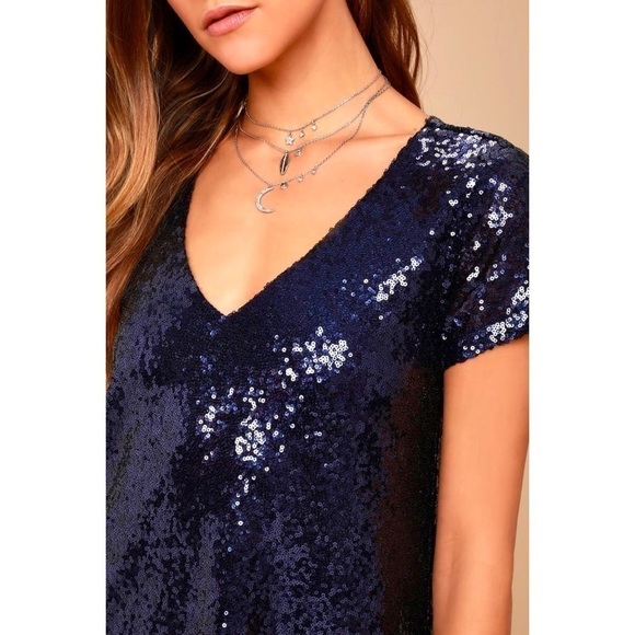 “Party City” Glitter Sequin Shirt Cute Mini Dress - Picture 4 of 11